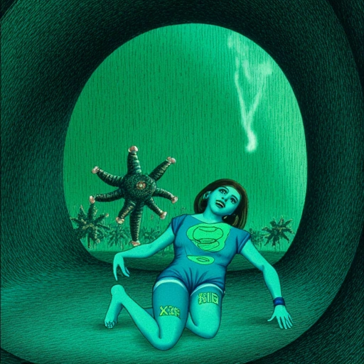 Scene: Jiang half-transformed into living porcelain by Wúgǔ Fěn, cracks glowing with internal bioluminescence. Behind him, Shānchuān Nǎo’s river-tendril crushes Ministry drones. Mei kneels at tunnel entrance, forearm tattoo (Xuè Mò) projecting a holographic map of the 3rd Precinct. Rain floats upward. Style: Porcelain cyber-gothic; hyper-detailed on Jiang’s crystalline fractures and Mei’s blood-ink glow. Palette: Celadon greens, arterial reds, deep tunnel blues.