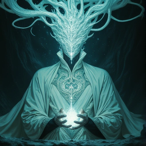 A spectral projection: Lín Ying in pre-collapse Hùnhé robes, crystalline shears poised over a throbbing root veined with nebula light. Young Thorne hides behind data-server vines, eyes wide with stolen ambition. Below them—the **Yuán-shāng**, pulsing like an open throat.