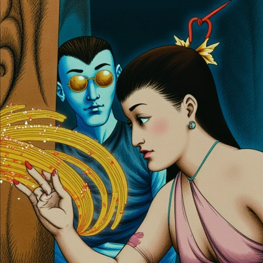 Close-up: Ming's scarred hand touching the Mòshuǐ-zhōu. Ink coils up her arm like living calligraphy, forming glowing phoenix feathers. Wei stands behind her, lenses flaring gold as he channels Zhéxué-làng waves.
