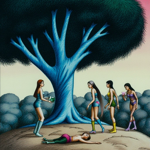 Scene: Citadel’s Ink-Orchard at dusk. Elara lies beneath the Light-Seed Tree, skin-maps fading. Anya holds Mei’s glass seed; Tao’s time-scars glow amber. Lian pours Oblivion-Fertilizer onto cracked earth. Above, a glass-edged crane feather drifts onto Elara’s chest. Mood: Bittersweet resolve.