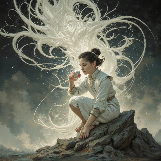 Xiao Xing crouched amidst dissolving Wùmíngmò, their form stabilizing into a human child clutching a jade lotus. Ru’s shattered arm blooms into a Chànghuā tree, while Mei’s drones weave a protective ink-net overhead. Style: Transition from chaos to calm; muted greys giving way to tentative golds.