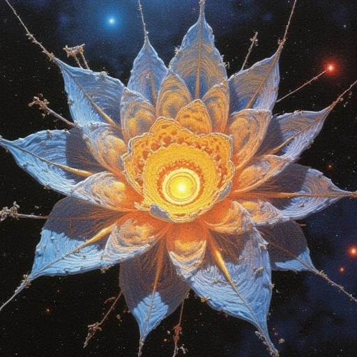 Scene: The Eternal Weaving
Context: Fractal loom-flower spanning observable universe. Petals contain embedded realities.
Characters:
- The Stitch (Fen): Nebula-trails forming repair patterns.
- The Loom (Chen): Yellowstone roots anchoring cosmic threads.
- The Thread (Ling): Golden light piercing dark matter.
Details:
- Mechanics: ŚhǾȺȺthȺŧħȺŧ ŁǾŧŵŝ generate new shuttles from stellar decay.
- Soundscape: Probability Cults' songs harmonized with Europa's ice-melodies.
- Legacy: Terraformed Earth visible as a single pollen grain on one petal.
Atmosphere: Transcendent calm. Physics as artistic choice.