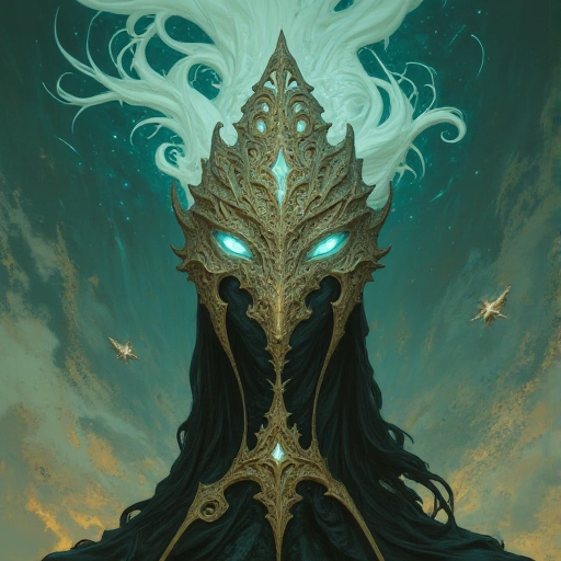 Wei standing atop the submersible, lenses gone. His hollow eyes blaze with golden light as Zhéxué-làng waves shatter the Sentinel fleet. Fènghuáng-suì circuitry peels from his skin like burning feathers.