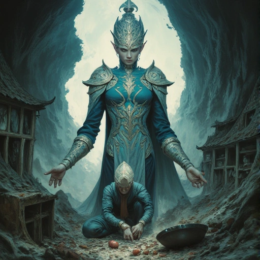 **Scene**: Ling’s resurrected shadow stretches across the ruined kitchen, thick with ```\033[38;5;232m``` embodied memories (steaming woks, charcoal stains). Ying floats above, her storm-arm retracting into human flesh—now scarred with ```\033[38;5;195m``` lightning lace. Kai kneels amid shattered radishes, planting a Shénghuó Zhǒngzi seed in a broth-splattered crack. Refugees clutch reclaimed memories like talismans. Outside, coral retreats as dawn bleeds ```\033[38;5;222m``` honey-light through bullet holes.  
**Style**: Hayao Miyazaki’s pantry meets Francis Bacon’s butcher shop—whimsy and viscera entwined.
